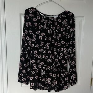 DR2 Black and Pink Floral Blouse